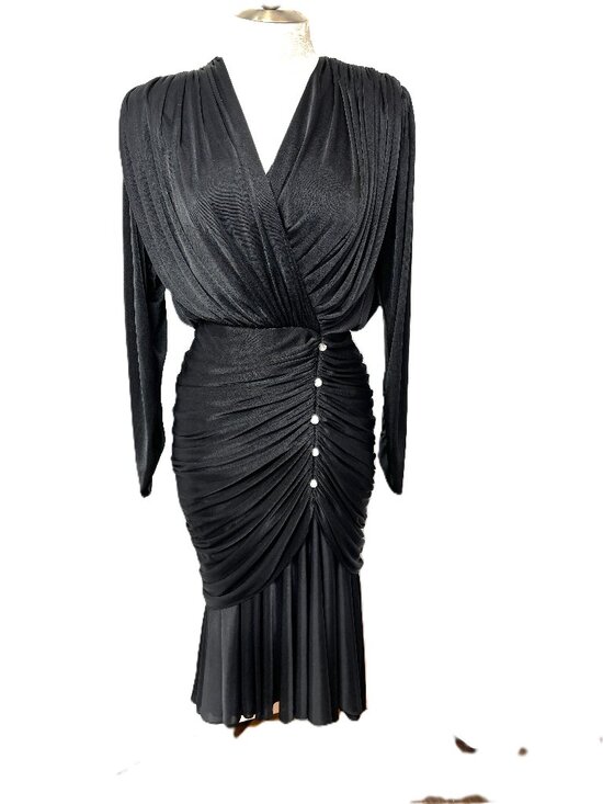 Lizzy & Johnny by Lucero Dresses & Skirts - VTG 90’s Lizzy & Johnny by Lucero Blk Draped Faux Wrap Front Sz 6